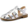 DREAM PAIRS Womens Fisherman Gladiator Braided Flat Sandal Cute Woven Strappy Closed Toe Shoes for Summer(Silver-pu)