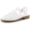 DREAM PAIRS Womens Fisherman Gladiator Braided Flat Sandal Cute Woven Strappy Closed Toe Shoes for Summer(White-pu)