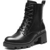 DREAM PAIRS Women’s Lace Up Combat Ankle Boots Fashion Low Chunky Heel Lug Sole Fall Heeled Booties Shoes(Black)
