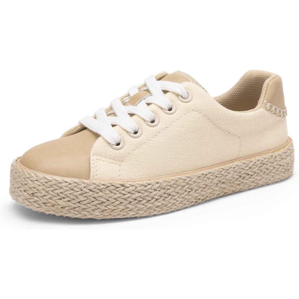 imageDREAM PAIRS Kid Boys Girls Sneakers Canvas Espadrille Lace Up Walking Casual ShoesBeige