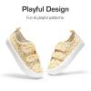 DREAM PAIRS Kid Toddler Sneakers Boys Girls Canvas with Cartoon Dual Hook and Loops for School Walking(Yellow/Flower)