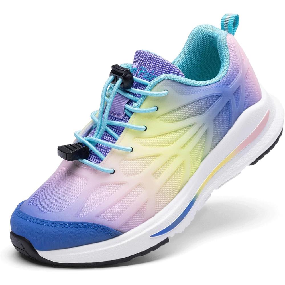imageDREAM PAIRS Boys Girls Running Shoes Kids Athletic Lightweight Breathable Gym School ShoesRainbow