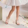 DREAM PAIRS Girls Sandals Ankle Strap T-Strap Low Heel Pearl Flower Pump Dress Wedding Party Square Toe Shoes for Little Kid/Big Kid(Silver)