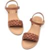 DREAM PAIRS Girls Sandals Classic Open Toe Braided Flat Sandals Summer Dress Shoes(Brown)