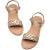 DREAM PAIRS Girls Sandals Classic Open Toe Braided Flat Sandals Summer Dress Shoes(Gold)