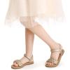 DREAM PAIRS Girls Sandals Classic Open Toe Braided Flat Sandals Summer Dress Shoes(Gold)