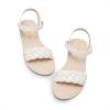 DREAM PAIRS Girls Sandals Classic Open Toe Braided Flat Sandals Summer Dress Shoes(Ivory)