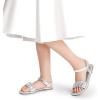 DREAM PAIRS Girls Sandals Classic Open Toe Braided Flat Sandals Summer Dress Shoes(Silver)
