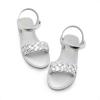 DREAM PAIRS Girls Sandals Classic Open Toe Braided Flat Sandals Summer Dress Shoes(Silver)