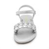 DREAM PAIRS Girls Sandals Classic Open Toe Braided Flat Sandals Summer Dress Shoes(Silver)