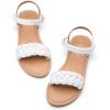 DREAM PAIRS Girls Sandals Classic Open Toe Braided Flat Sandals Summer Dress Shoes(White)