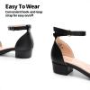 DREAM PAIRS Girls Sandals Low Heel Dress Pump Ankle Strap Interchangeable Bow Flower Wedding Party Shoes for Little Kid/Big Kid(Black)