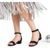 DREAM PAIRS Girls Sandals Low Heel Dress Pump Ankle Strap Interchangeable Bow Flower Wedding Party Shoes for Little Kid/Big Kid(Black-suede)
