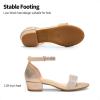 DREAM PAIRS Girls Sandals Low Heel Dress Pump Ankle Strap Interchangeable Bow Flower Wedding Party Shoes for Little Kid/Big Kid(Gold)