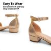 DREAM PAIRS Girls Sandals Low Heel Dress Pump Ankle Strap Interchangeable Bow Flower Wedding Party Shoes for Little Kid/Big Kid(Gold)