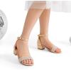 DREAM PAIRS Girls Sandals Low Heel Dress Pump Ankle Strap Interchangeable Bow Flower Wedding Party Shoes for Little Kid/Big Kid(Gold)