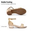 DREAM PAIRS Girls Sandals Low Heel Dress Pump Ankle Strap Interchangeable Bow Flower Wedding Party Shoes for Little Kid/Big Kid(Gold-glitter)