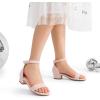 DREAM PAIRS Girls Sandals Low Heel Dress Pump Ankle Strap Interchangeable Bow Flower Wedding Party Shoes for Little Kid/Big Kid(Nude)