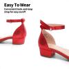 DREAM PAIRS Girls Sandals Low Heel Dress Pump Ankle Strap Interchangeable Bow Flower Wedding Party Shoes for Little Kid/Big Kid(Red)