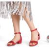 DREAM PAIRS Girls Sandals Low Heel Dress Pump Ankle Strap Interchangeable Bow Flower Wedding Party Shoes for Little Kid/Big Kid(Red)
