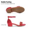 DREAM PAIRS Girls Sandals Low Heel Dress Pump Ankle Strap Interchangeable Bow Flower Wedding Party Shoes for Little Kid/Big Kid(Red)