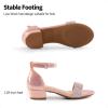 DREAM PAIRS Girls Sandals Low Heel Dress Pump Ankle Strap Interchangeable Bow Flower Wedding Party Shoes for Little Kid/Big Kid(Rose Gold)