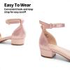 DREAM PAIRS Girls Sandals Low Heel Dress Pump Ankle Strap Interchangeable Bow Flower Wedding Party Shoes for Little Kid/Big Kid(Rose Gold)