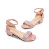 DREAM PAIRS Girls Sandals Low Heel Dress Pump Ankle Strap Interchangeable Bow Flower Wedding Party Shoes for Little Kid/Big Kid(Rose Gold)