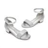 DREAM PAIRS Girls Sandals Low Heel Dress Pump Ankle Strap Interchangeable Bow Flower Wedding Party Shoes for Little Kid/Big Kid(Silver-glitter)