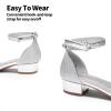 DREAM PAIRS Girls Sandals Low Heel Dress Pump Ankle Strap Interchangeable Bow Flower Wedding Party Shoes for Little Kid/Big Kid(Silver-glitter)