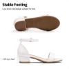 DREAM PAIRS Girls Sandals Low Heel Dress Pump Ankle Strap Interchangeable Bow Flower Wedding Party Shoes for Little Kid/Big Kid(White)