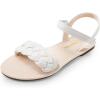 DREAM PAIRS Girls Sandals Classic Open Toe Braided Flat Sandals Summer Dress Shoes(Ivory)