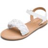 DREAM PAIRS Girls Sandals Classic Open Toe Braided Flat Sandals Summer Dress Shoes(White)