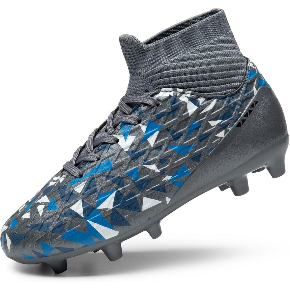 imageDREAM PAIRS Boys Football Cleats Youth High Top Firm Ground Soccer Shoes for LittleBig KidsGrey