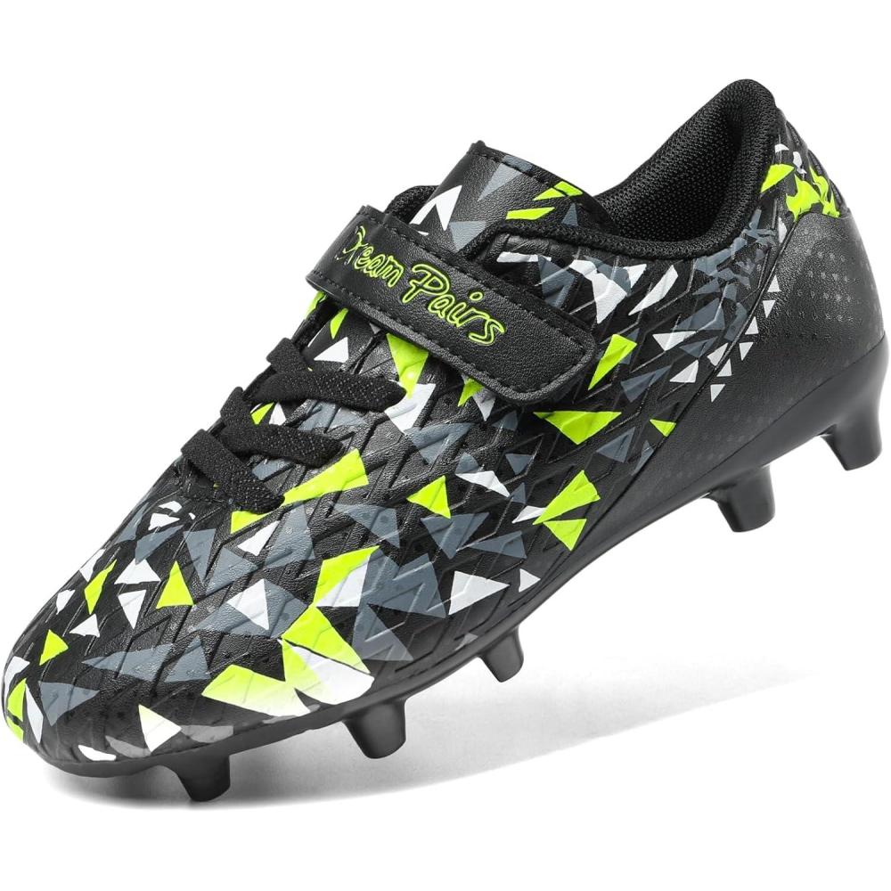 imageDREAM PAIRS Boys Girls Soccer Cleats Kids Football Shoes for LittleBig Kid SDSO2307KBlackNeon Green