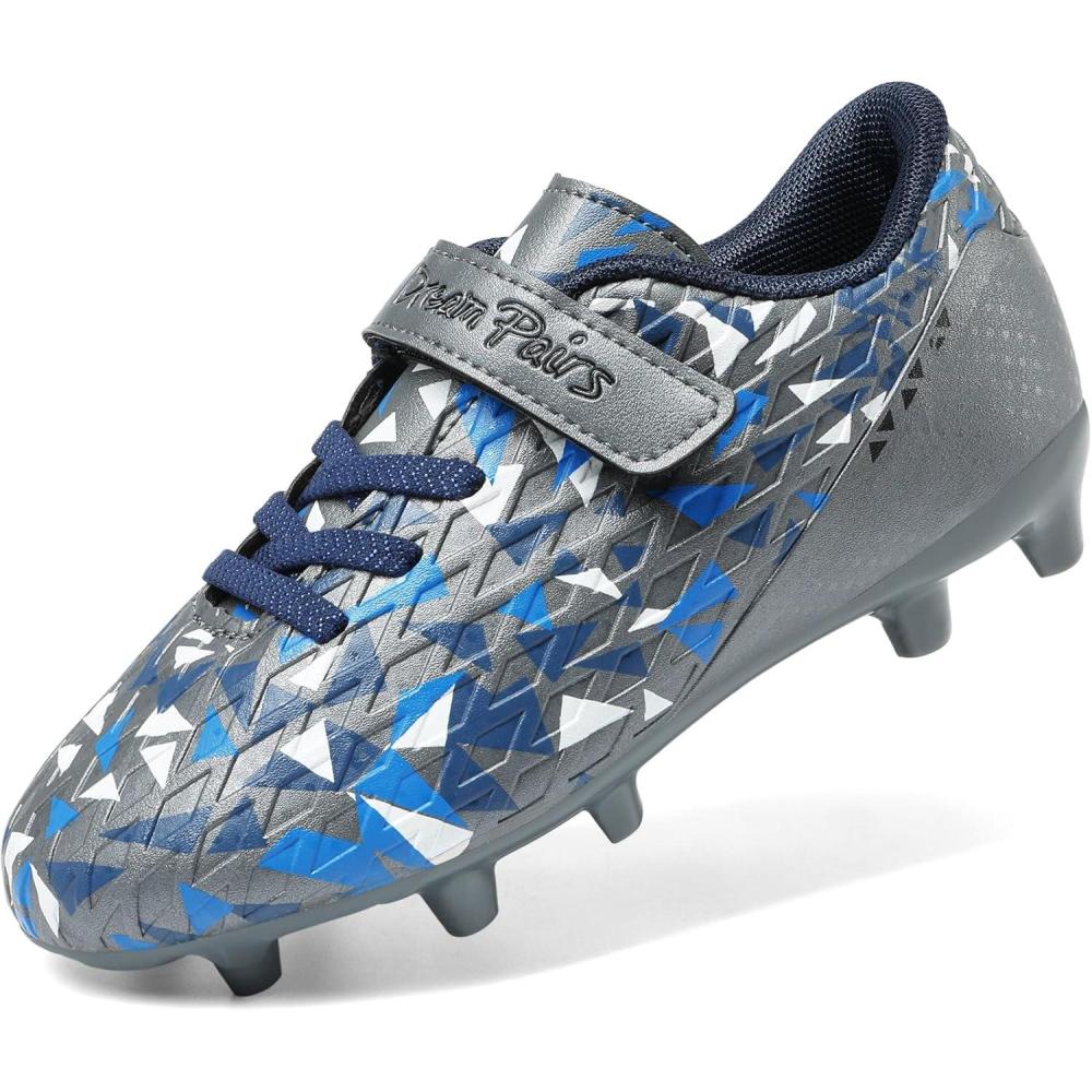imageDREAM PAIRS Boys Girls Soccer Cleats Kids Football Shoes for LittleBig Kid SDSO2307KDark GreyRoyal Blue