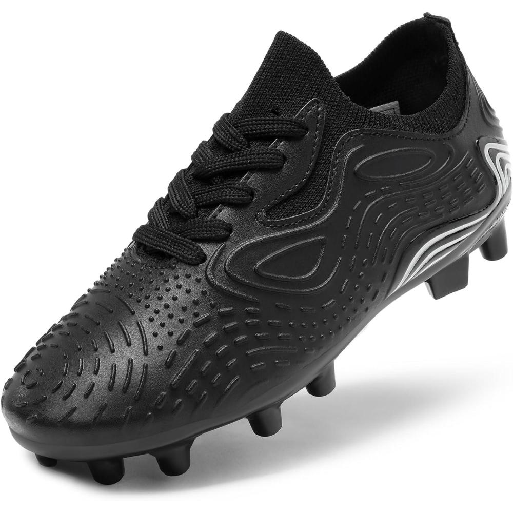 imageDREAM PAIRS Boys Girls Soccer Cleats Kids Football Shoes for LittleBig KidBlackGrey