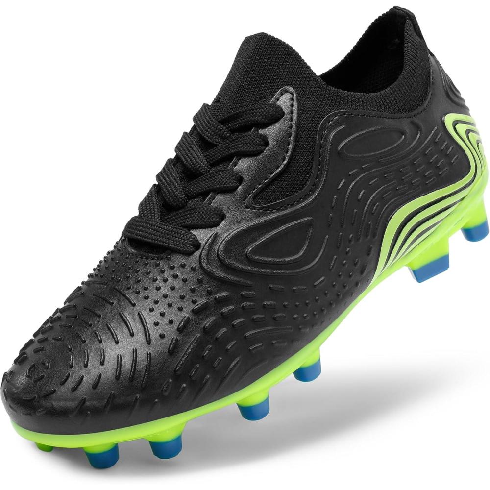 imageDREAM PAIRS Boys Girls Soccer Cleats Kids Football Shoes for LittleBig KidBlackNeon Green