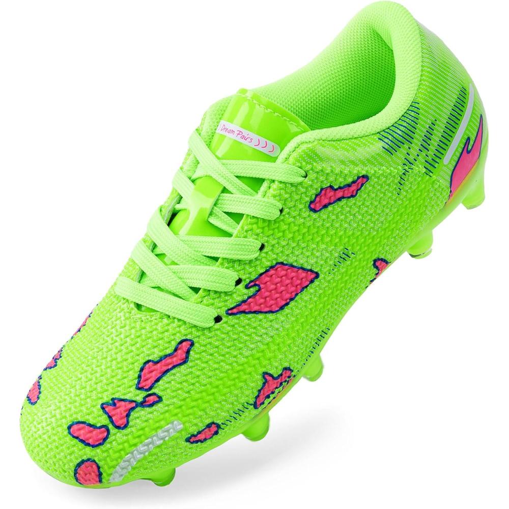 imageDREAM PAIRS Boys Girls Soccer Cleats Kids Football Shoes for LittleBig KidNeon Green