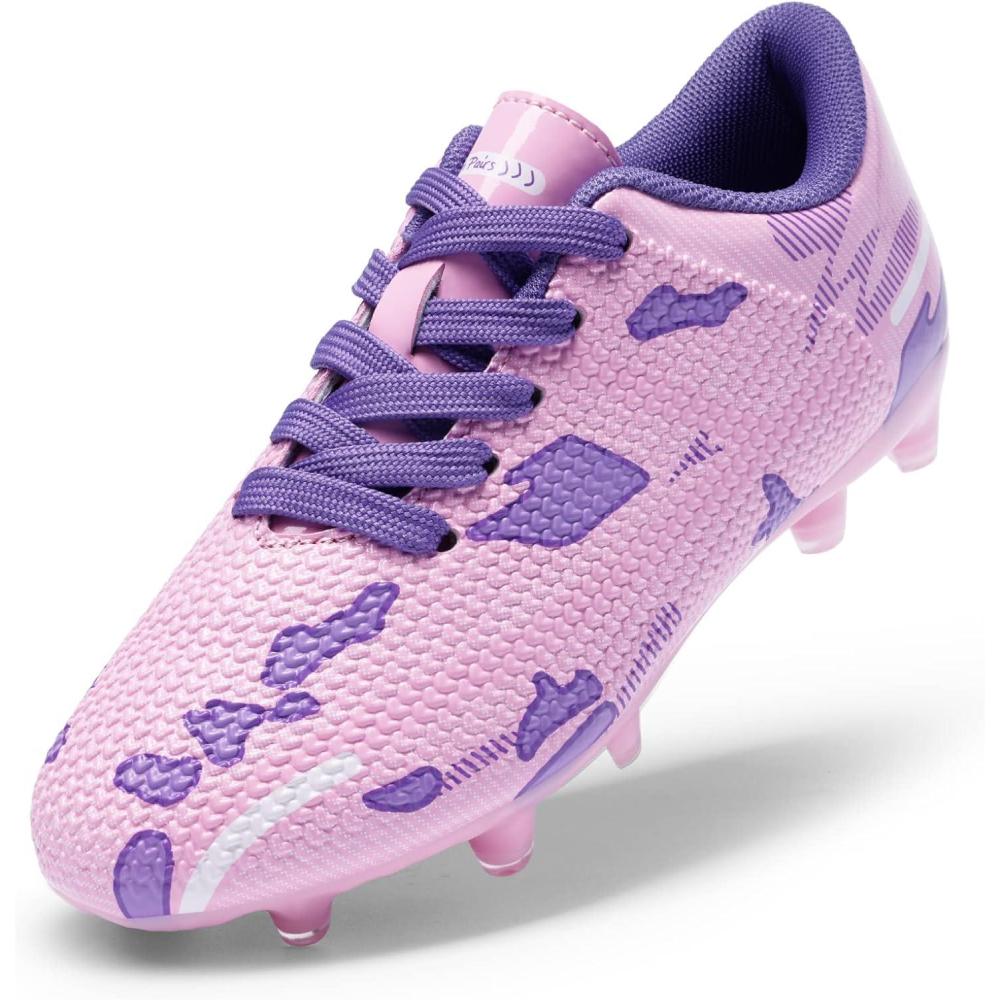 imageDREAM PAIRS Boys Girls Soccer Cleats Kids Football Shoes for LittleBig KidPinkPurple