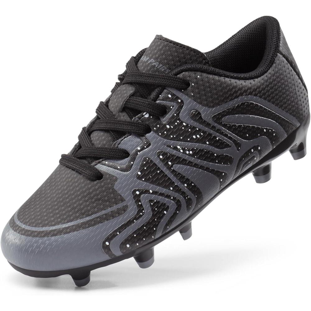 imageDREAM PAIRS Boys Girls Soccer Cleats Youth Firm Groud Baseball Cleats Sport Athletic Outdoor Trainning Football Shoes for LittleBig KidBlackDarkGreyWhite