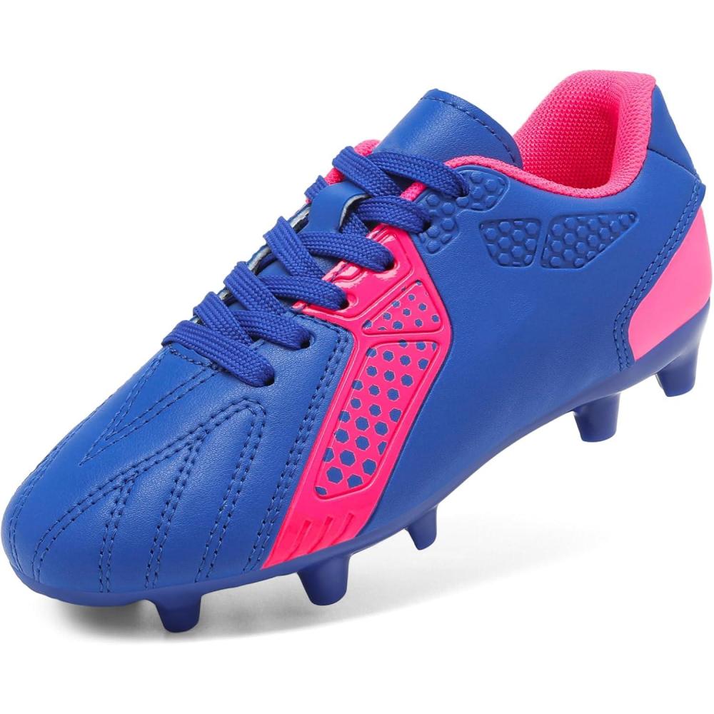 imageDREAM PAIRS Boys Girls Soccer Cleats Youth Firm Groud Classic Lightweight Football Shoes for LittleBig KidRoyalBlueFuchsia