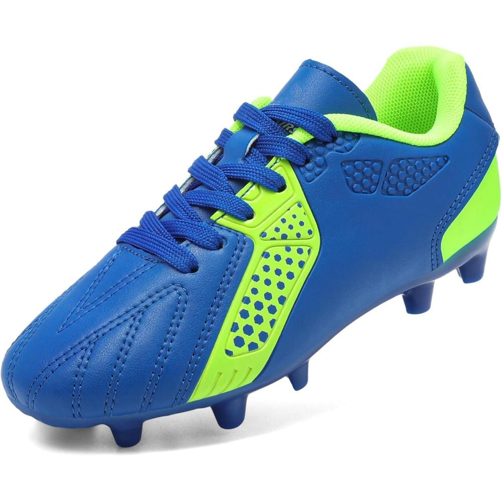 imageDREAM PAIRS Boys Girls Soccer Cleats Youth Firm Groud Classic Lightweight Football Shoes for LittleBig KidRoyalBlueNeonGreen