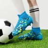 DREAM PAIRS Boys Football Cleats Youth High Top Firm Ground Soccer Shoes for Little/Big Kids(Blue)