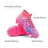 DREAM PAIRS Boys Football Cleats Youth High Top Firm Ground Soccer Shoes for Little/Big Kids(Hot Pink/Royal Blue)