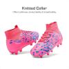 DREAM PAIRS Boys Football Cleats Youth High Top Firm Ground Soccer Shoes for Little/Big Kids(Hot Pink/Royal Blue)