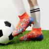 DREAM PAIRS Boys Football Cleats Youth High Top Firm Ground Soccer Shoes for Little/Big Kids(Orange/Blue)