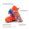 DREAM PAIRS Boys Football Cleats Youth High Top Firm Ground Soccer Shoes for Little/Big Kids(Orange/Blue)