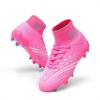 DREAM PAIRS Boys Girls Football Cleats Youth Firm Groud Outdoor Trainning Athletic Sport High Top Soccer Shoes for Little/Big Kid(Pink/Hot Pink)