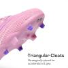 DREAM PAIRS Boys Girls Football Cleats Youth Firm Groud Outdoor Trainning Athletic Sport High Top Soccer Shoes for Little/Big Kid(Pink/Purple)